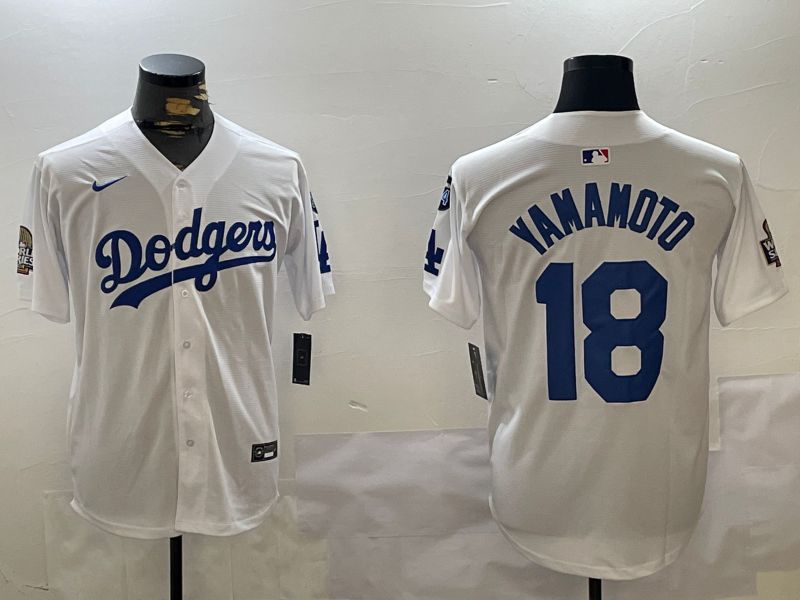 Men Los Angeles Dodgers #18 Yamamoto White Game 2024 Nike MLB Jersey style 1120